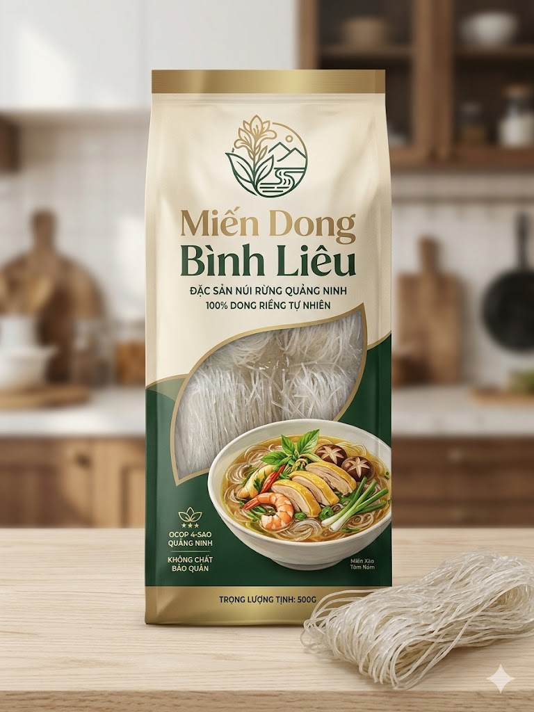Miến dong Bình Liêu 1Kg – 100% tinh bột dong riềng, miến sạch dai ngon đặc sản Quảng Ninh